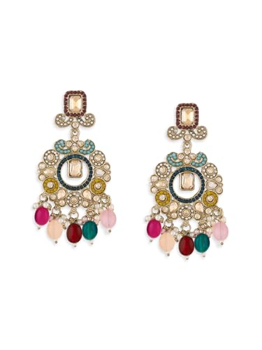 Zaveri Pearls Multicolor Stones Beads Antique Look Dazzling Dangl...