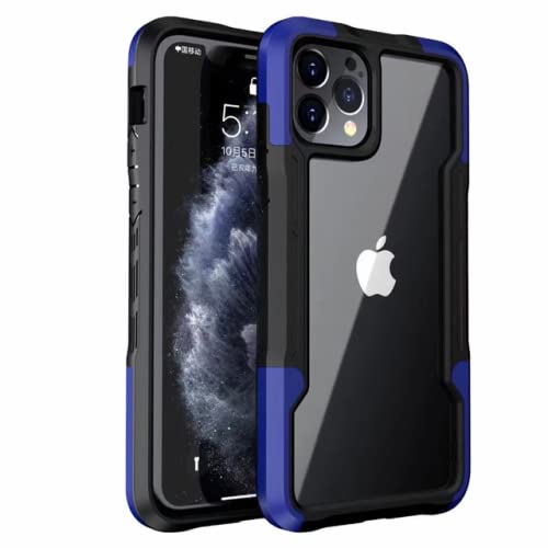 Coque transparente pour iPhone 11 Pro rigide antichoc dos bleu anti-jaunissement