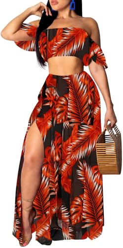Image of Sexy Two Piece Sets for Women Vacation Elegant Sleeveless Top Long Split Maxi Dress Beach Swimwear