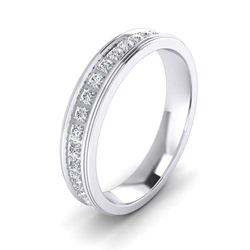 Unisex Comfort Fit Sterling Silver 4mm Simulated Diamond Full Eternity Ring Wedding Band (9)