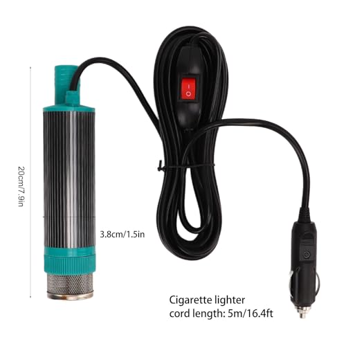 Aramox Pompa Trasferimento Liquidi 12V, Pompa Elettrica Portatile per Benzina Acqua Olio, con Tubo 5 Metri, per Auto Barca Agricolo e Emergenze