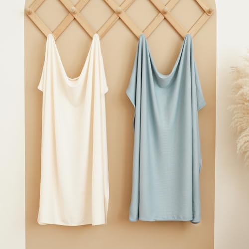 Image of Konssy Ribbed Knit Baby Blankets 2 Pack, Stretchy Lightweight Swaddle Blanket for Boys & Girls, Soft Cozy Receiving Wrap for Newborns, Infants, & Toddlers, 33x42 Inch
