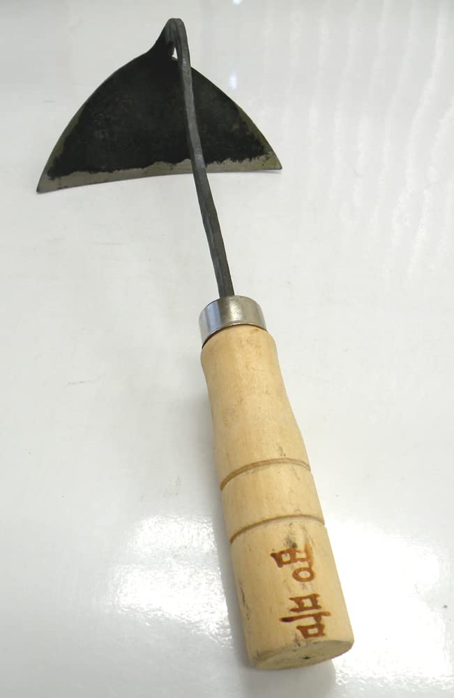 Solid Aim Tools Professional Rail Cast Iron Hand Plow Hoe,Furrowing Hoe .Hand Plow Sickle Hoe,Great for Digging, Cultivating and Setting Bulbs,Plow-Shaped Blade Made From Tempered Boron Steel for Durable Use.