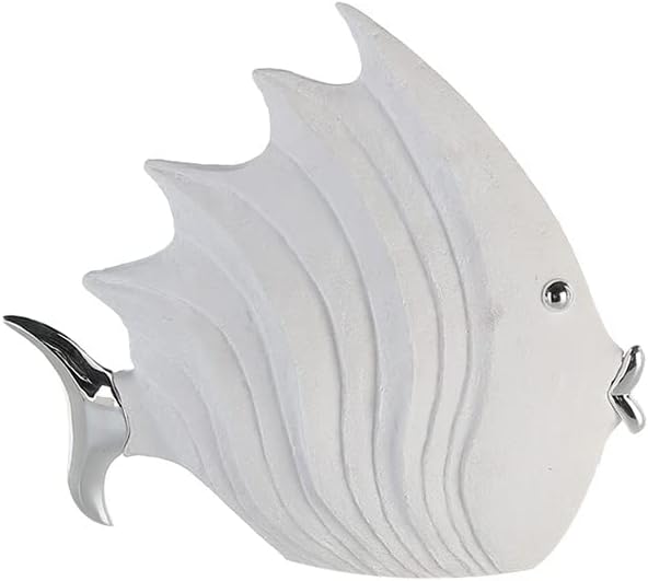 Casablanca modernes Design Decorative Fish in Stone Look, 29 x 26 cm, White/Silver