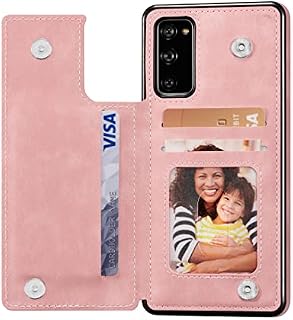 ZTOFERA Compatible with Samsung Galaxy S20 FE 4G/5G Phone Case, Premium PU Leather Flip Wallet Matte Back Case with Card Holder Magnetic Clasp Stand View Shockproof Soft TPU Back Cover, Rose Gold