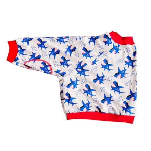 Image of Dog Elbow Protector Suit, Dog Recovery Sleeve with Elbow Protector,Dog Front Leg Surgery Recovery Clothes,Prevent Licking Wound(red shark-5xl)