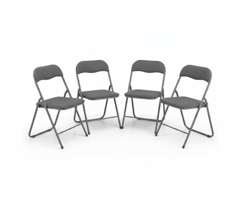 Generisch Klappstuhl 4er Set SAMT COOL GRAU | Eleganter Faltstuhl Gepolstert | Max. 100 kg | Robuster Gästestuhl, Platzsparend & Bodenschonend für Küche, Balkon & Events