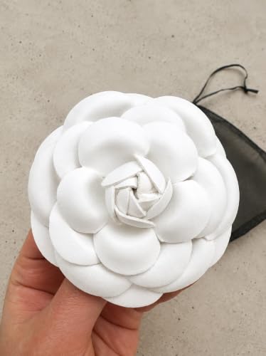 Image of Vintage Style Elegant Camellia Fabric Flower Brooch Pin Scarf Bridal Dress Wedding Accessories Jewelry Gift