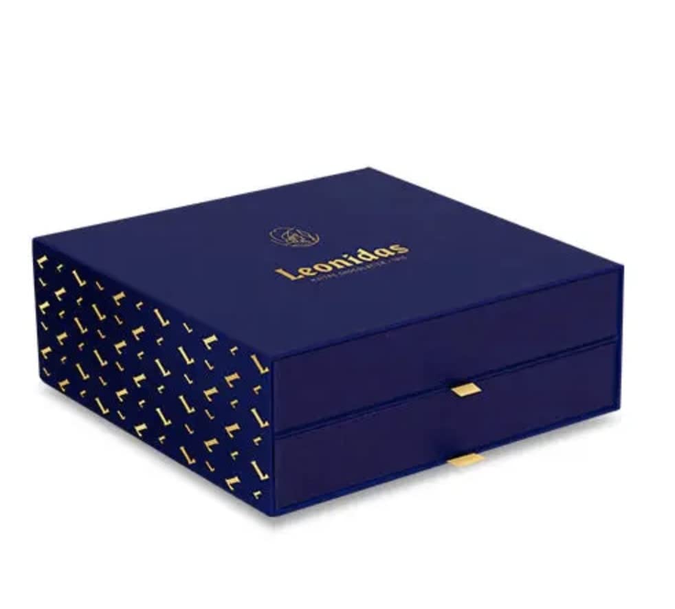 Leonidas Luxury Navy Blue Drawer Box (40 pcs) – Assorted Belgian Chocolates in Milk, Dark & White | Pralines, Truffles, Ganache & Creams | Premium Belgian Chocolatier Gift