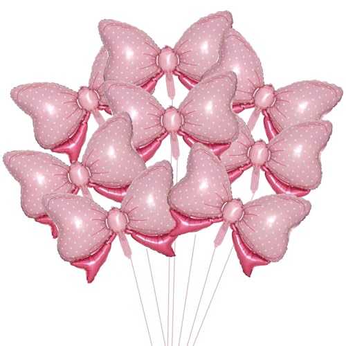 Image of 36 Inches Bow Foil Balloon Huge Bowtie Pink Balloon for Baby Shower, Wedding, Kids Theme Party Decoration (Pink 2)