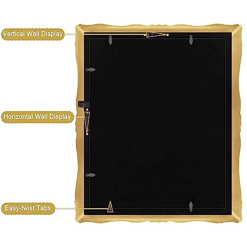 Image of Vintage 11x14 Picture Frame Gold Antique Picture Frames for Wall Hanging, Ornate Baroque Frames 11x14 or Matted to 8x10 Photo (11x14 inch, Bronze)