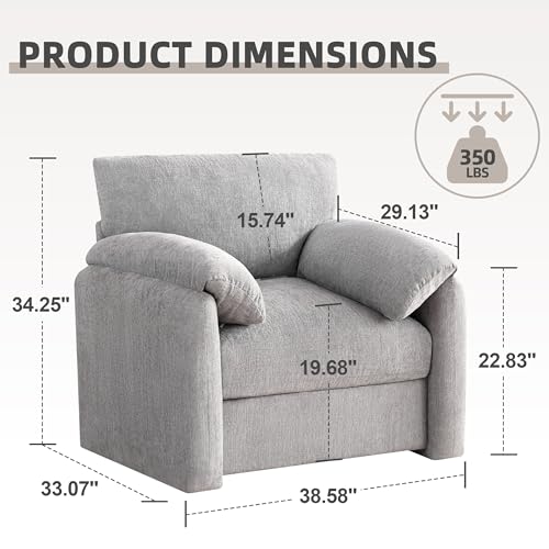 Sillón Chenille Plegable Gris miniatura 2