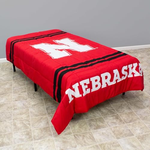 Image of College Covers Everything Comfy Nebraska Cornhuskers Reversible Big Logo Soft and Colorful Comforter, Queen