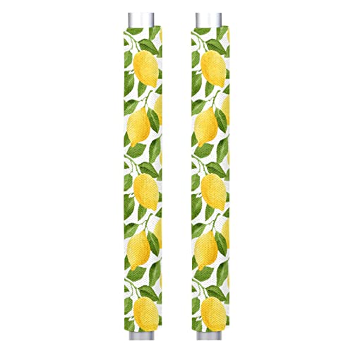 Image of Pardick Refrigerator Door Handle Covers Set of 2 Yellow Lemon Leaf Washable Fridge Dishwasher Mocrowave Oven Door Decor Protector Handle Cover Keep Your Kitchen Appliance Clean from Food Stains