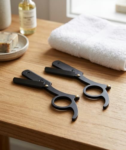 Image of 2Pcs Razor For Man, Shaving Razor Men, Straight Razor-Manual Barber-Style Professional Trimming Tool For Beard & Face