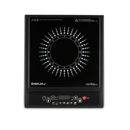 Bajaj Splendid 120TS 1200 Watts Tempered Glass Induction Cooktop With Tact Switch | Stove Comes With 7 Pre-Set Menus | Digital LED Display | 1 Year Wa