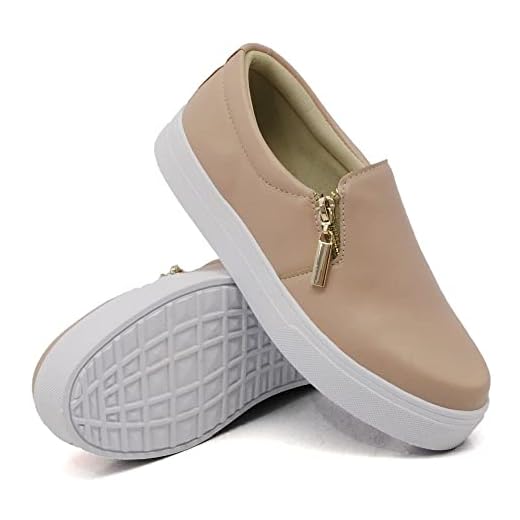 Tênis Slip On Casual Feminino com Ziper Lateral Sola Borracha Leve e Confortavel