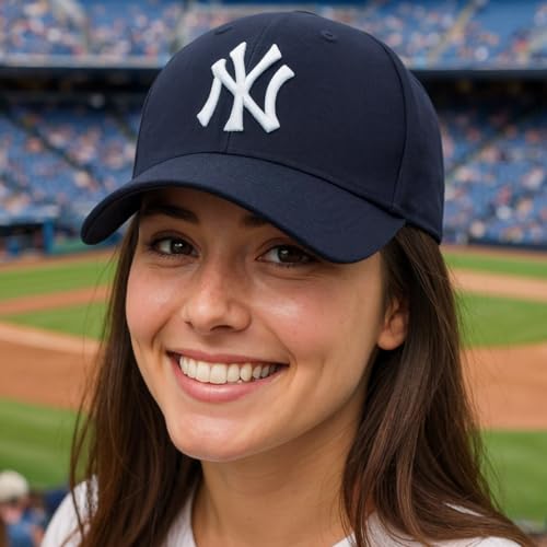 Gorra beisbolera ajustable azul marino con logo NY miniatura 4