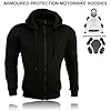 Swift Wear Motorbike Armoured Hoodie Mens Motorcycle Zip Up Jacket Fleece Hoody CE Approved Removable Armor Biker Moto Rider Safety Protection Hood (UK, Alpha, 3XL, Regular, Regular, Black) #1