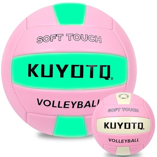 KUYOTQ Glow in The Dark Volleyball Size 5 Pink Luminous Light Up Volleyball for Night Games Outdoor Indoor Training Ball with Fluorescent Green Glow Effect Perfect for Youth and Adults