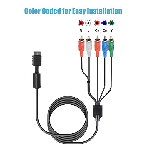 Image of TENINYU Compatible with PS2 /PS3 /PS3 Slim HDTV-Ready TV HD Component AV Cable 5-Wire(Black)