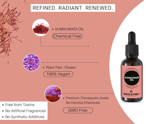 Image of Earth N Pure Kumkumadi Tailam Face Oil Enriched with Saffron and 24 Powerful Herbs, Natural & Therapeutic Grade 250 ml