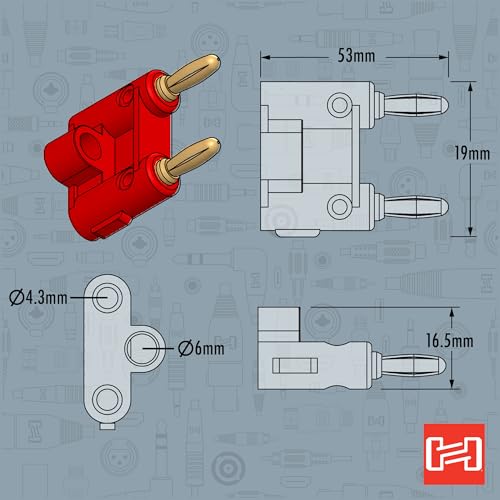 Hosa BNA-100 conector doble banana 2 piezas miniatura 7