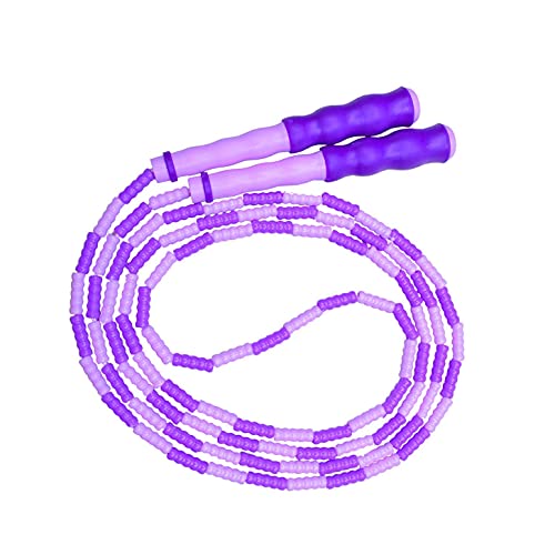 Image of Polypropylene Soft Beaded Adjustable Tangle - Free Segmented Skipping Rope (Green and Purple) -2 Pieces
