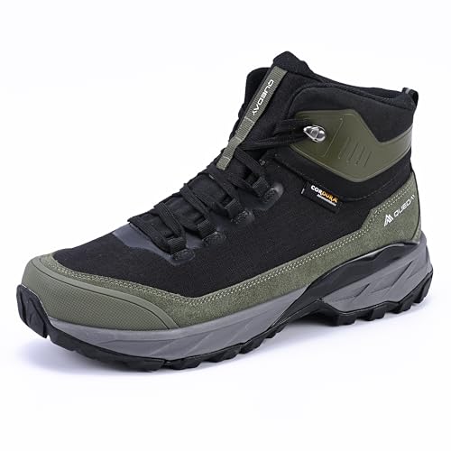Queday Mens Waterproof Green Hiking Boots Lightweight Outdoor Cordura Walking Shoes Breathable Hike...