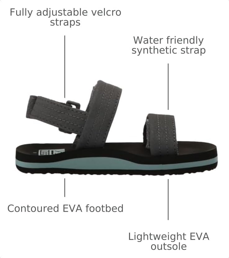 Reef Toddler/Little Kid Ahi Convertible Sandal, Water Friendly, Adjustable Strap, Grey/Aquifer, 6 - image 3