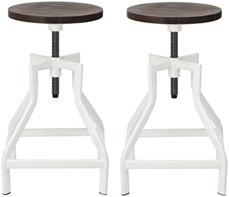 VH FURNITURE Swivel Metal Counter Height Round Wood Adjustable Barstools, Rustic Industrial Dining Bar Chairs For Outdoor And Indoor