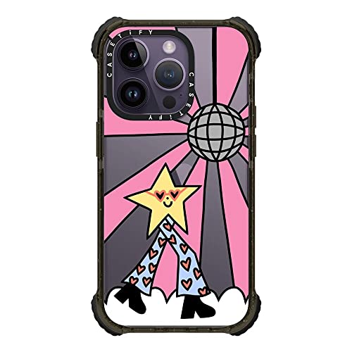 CASETiFY Ultra Impact iPhone 14 Pro Case [5X Military Grade Drop Tested / 11.5ft Drop Protection] - Disco Star Girl - Glossy Black