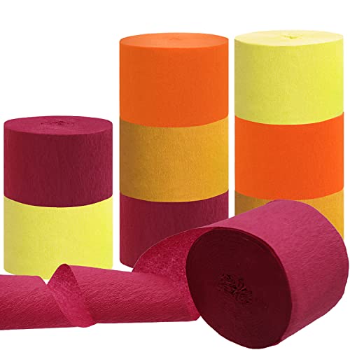 Crepe Paper Streamer Rolls Hanging Party Decoration Including Rose Red, Orange, Yellow,Fall Crepe Streamers For Thanksgiving Fall Autumn Wedding Baby Bridal Shower Birthday Supplies #TOP2