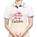 Yontree Tablier de Cuisine pour Femme, Tablier de Chef BBQ Jardinag Réglable et Imperméa...