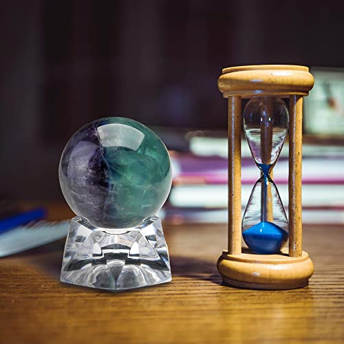 Jovivi 1.2"(30mm) Natural Dragon Blood Jasper/Fluorite Healing Crystal Gemstone Ball Divination Sphere Sculpture Figurine With Acrylic Stand