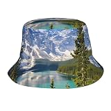 Moraine Lake Rocky Mountains Canada Summer Forest Tall Fresh Trees Sun Hats Washed Denim Bucket Hats Packable Beach Hats