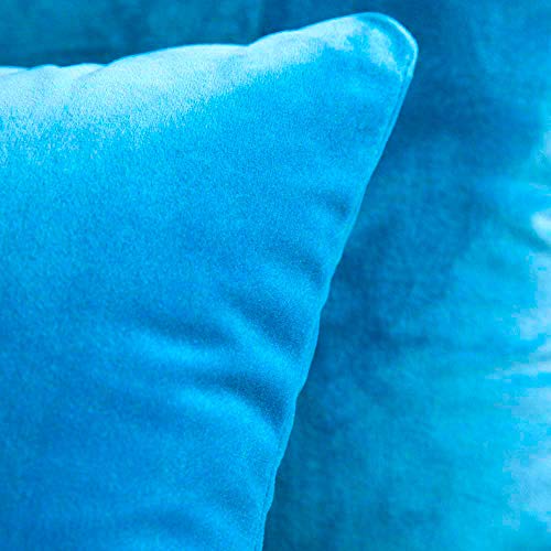 Image of Khooti Velvet 200 TC Cushion Cover Pack Of 1-14 inchX14 inch /36X36 Cm-Bondi Blue-Soft Pillow Covers Cushion Case For Sofa Bedroom Living room Chair Car
