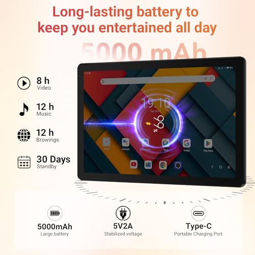 Image of URAO Tablet,10.1 inch Android Tablet with Octa-core Processor 30GB RAM 128GB ROM HD IPS Touchscreen 8H Battery, Wi-Fi 6, BT 5.4, Dual Camera, Android 16 Tablets 2026