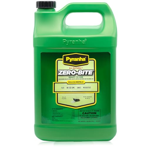PYRANHA Zero-Bite All Natural Fly Spray - Ready to Use Water Based Repellent for Horses Dogs Cats Ferrets Caged Pets Livestock | Repels Flies Gnats Mosquitoes No-See-UMS