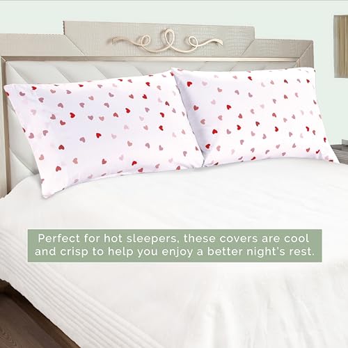 Elegant Comfort 01EL-VALENTINA-PCASE-QUEEN Ultra Soft Set Of 2 Hearts Print Pillowcases thumb #4