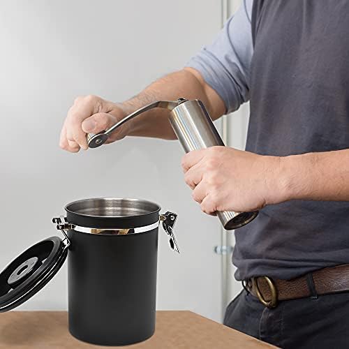 Joejis Coffee Beans Storage Container Jar - 600g / 1800ml Stainless Steel Coffee Canister and Measuring Scoop - Keeps Coffee Fresh and Air tight