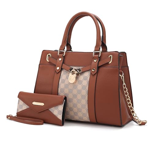 Image of MKF Collection Crossbody Tote Bag for Women & Wristlet Wallet Purse Set - PU Leather Top-Handle Satchel Shoulder Handbag