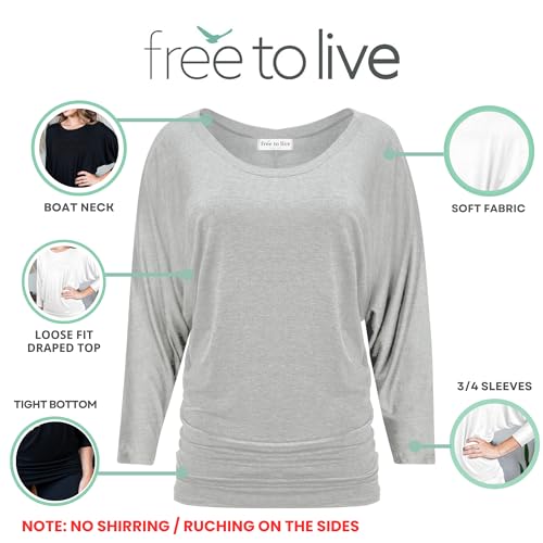 Free to Live 3 Pack 3/4 Sleeve Dolman Tops for Women Dressy Business Casual Shirts Travel Work Clothes Tunic for Leggings2
