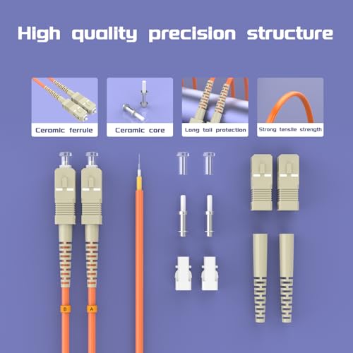 Image of 75Meters 246ft SC /UPC-SC /UPC Multi-Mode Fiber Optic Cable SC to SC OM1 Jumper Optical Patch Cord Duplex 62.5 /125um Orange SC-SC