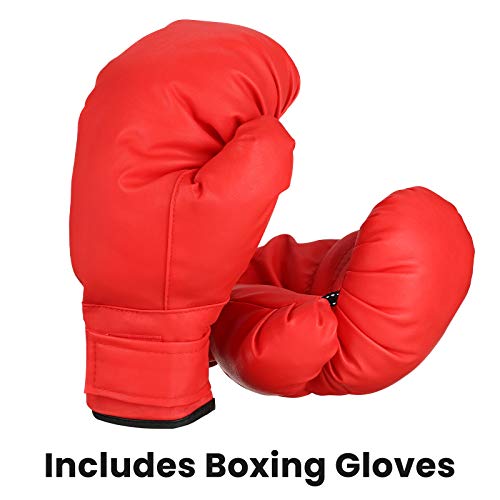 KINGSO Punching Bag for Kid & Adults, Punching Bag with Stand Plus Boxing Gloves, Adjustable Height Speed Bag for Exercise and Fitness Fun for Entire Family - Thumbnail 6
