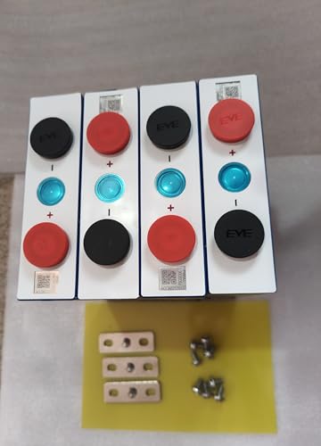Image of Prismatic LFP 3.2V 105Ah Cells EVE Make LiFePO4 for DIY 12V, 105Ah Battery Pack Making. Ideal for UPS Solar,Inverter [ Pack of 4 ] 4000+ Duty Cycle, Epoxy Sheets, Busbars & S.S Screws.