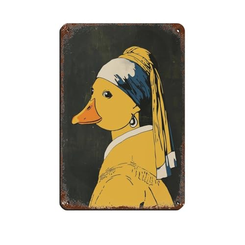 Cartel de metal vintage con pendientes de perlas para decoración de pared del hogar, 20 x 30 cm