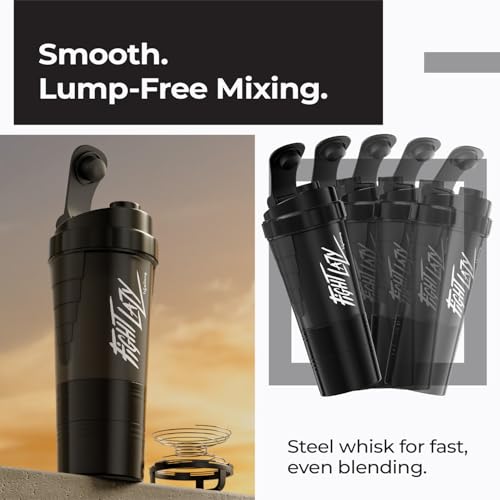 Image of Lifelong Protein Shaker Bottle for Gym | 500 ml Bottle| 2 Storage Compartments for Pre Workout & Supplements| Steel Whisk| Leakproof | BPA-Free Shaker For Gym | Sipper Water Bottle for Adults (Black)