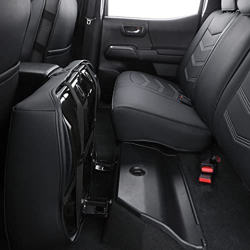 Image of LUCKYMAN CLUB Tacoma Custom Seat Covers M9 Full Set, Fit 2005-2023 Tacoma Double /Crew Cab SR SR5 TRD Sport TRD Off-Road PreRunner Trims, with Waterproof Faux Leather (Full Set, Black-Gray)