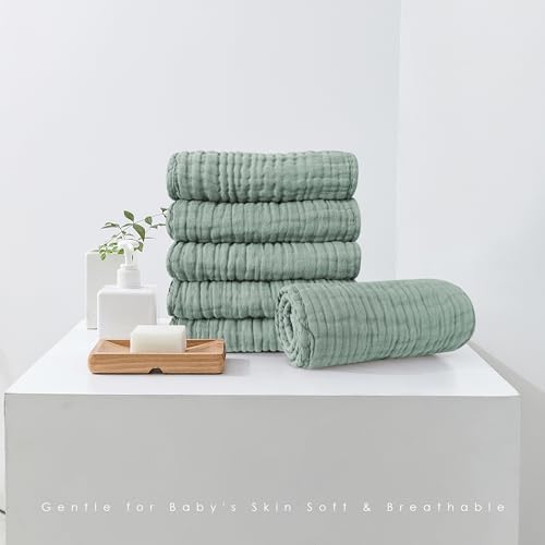 muslin burp cloths 100 cotton large 203939x103939 extra soft and absorbent baby wash cloths spit up rags - baby burping cloth for boys girls items12 pack green